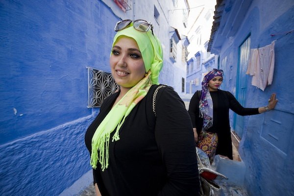 Morocco, Chefchaouen, young women